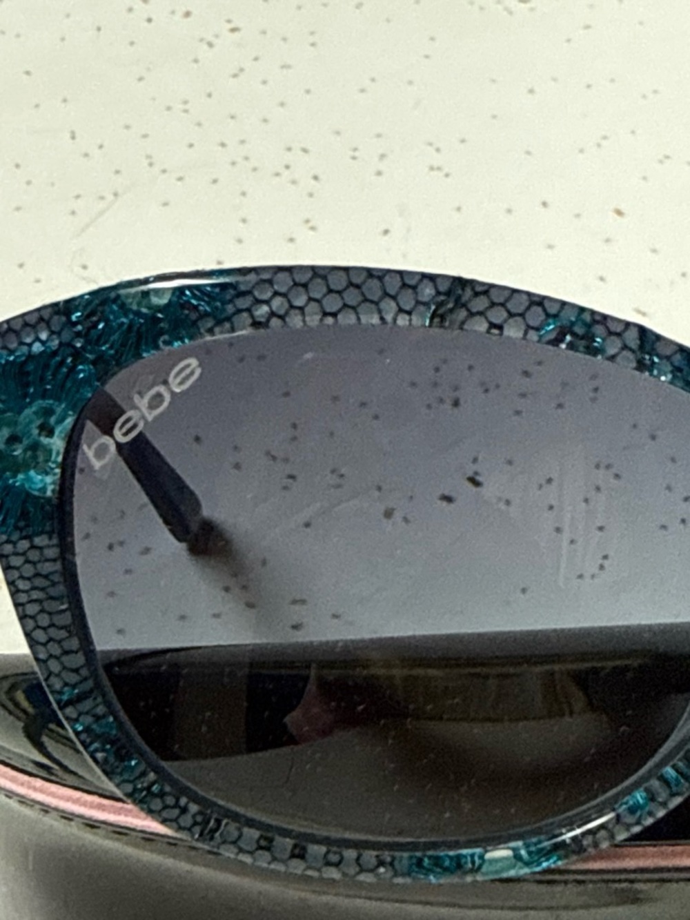 bebe Teal Snake-Print Women's Sunglasses with Black Gradient Lenses - Picture 3 of 3